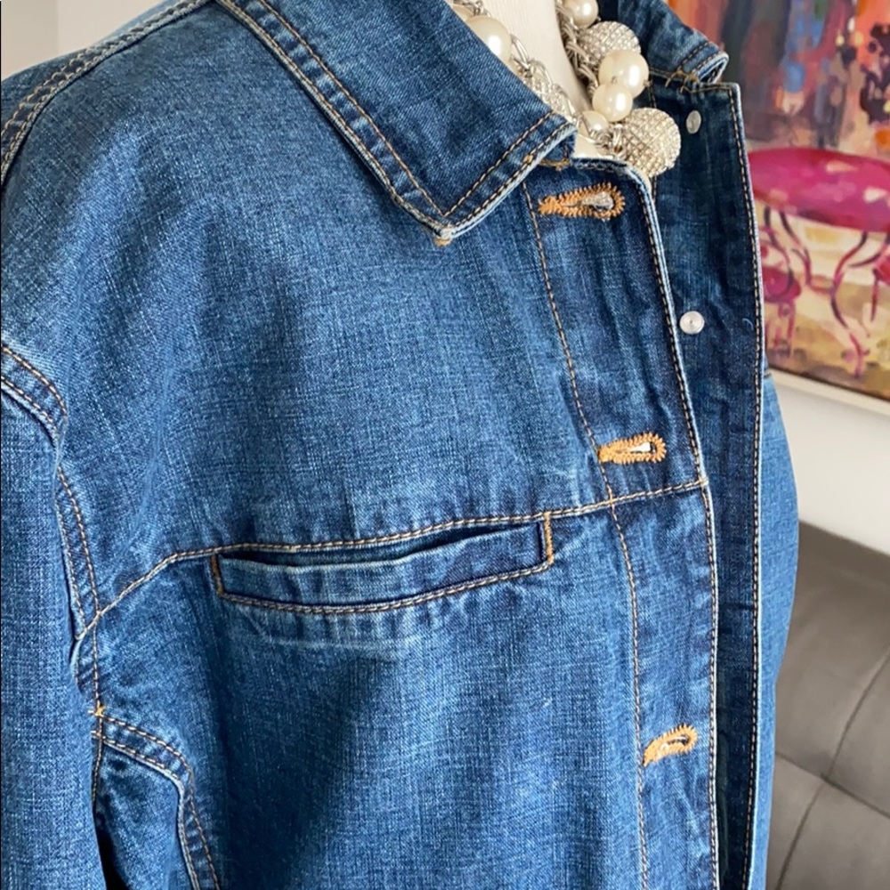 Chico’s Embroidered Patchwork Denim Jacket Euc - image 7